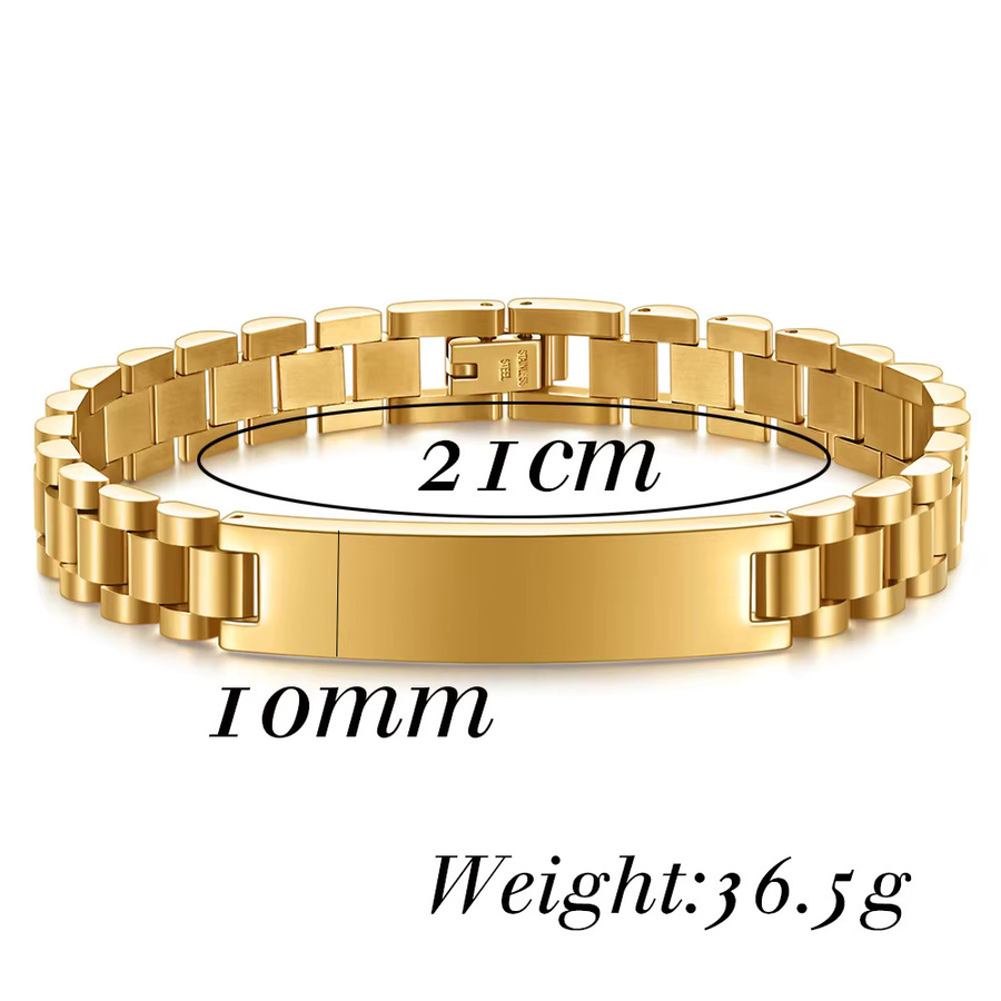 VQYSKO Uhrenkette Edelstahl, Gold, 10 mm, Herren - Bild 1