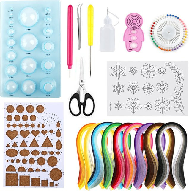 Quilling Tool Kit mit 10 Werkzeugen und bunten Papierstreifen für Scrapbooking und DIY-Handwerksprojekte - Bild 1