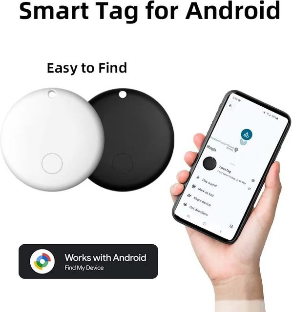 Google Android Anti-Verlust-Tracker mit GPS und Bluetooth, Smart Tag mit Sprachortung in Schwarz für Koffer, Schlüssel und Taschen - Bild 1