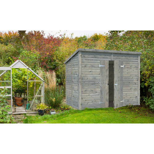 Palmako Elementhaus Leif Gartenhaus aus Fichtenholz in Grau mit Pultdach und Doppeltür B/H/T: 280 x 230 x 170 cm - Bild 2