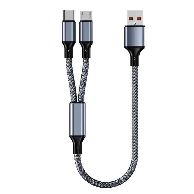 Setolgh 2-in-1 Kurzes Schnellladekabel USB-A auf Typ-C und Micro USB in Grau - Bild 5