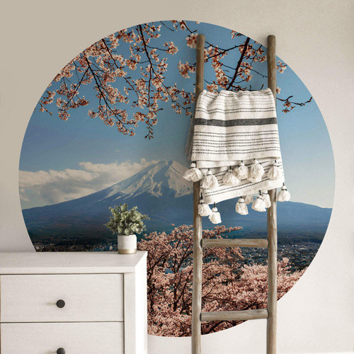K&L Wall Art Runde Vliestapete Colombo Mount Fuji Japan, mehrfarbig, matt, B: 153 cm, H: 140 cm - Bild 2