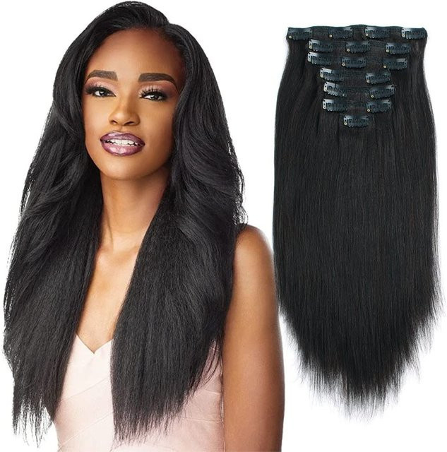 xbeauty Yaki Straight Clip-in-Haarverlängerungen, 100 % Echthaar, Damen - Bild 1