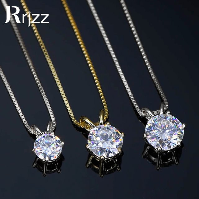 Rrjzz Halskette Moissanit-Diamant-Anhänger, Gold, Damen - Bild 1