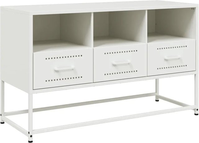 vidaXL TV-Schrank aus Stahl in Weiß im Industrie-Stil, B/T/H: 100,5 x 39 x 60,5 cm - Bild 1