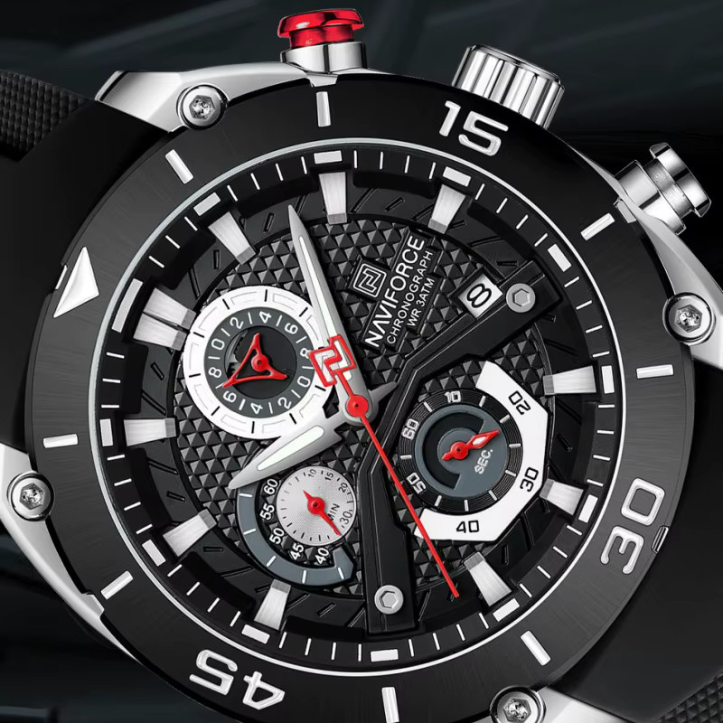 NAVIFORCE Chronograph, Quarz, Silikonarmband, Schwarz, Herren - Bild 5