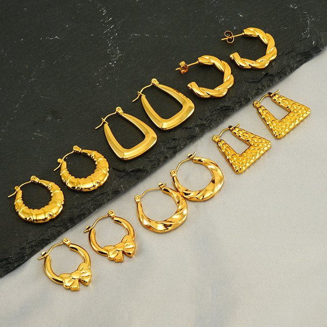 ANENJERY Creolen, Edelstahl, Vintage, Gold, Damen - Bild 1