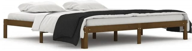vidaXL Massivholzbett aus Kiefer in Braun, Modernes Bettgestell B/T/H: 200 x 200 x 30 cm - Bild 1