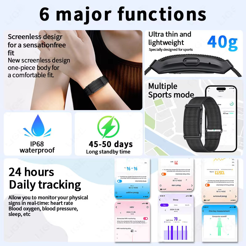 LIGE Smart Fitness Tracker Armband in Schwarz für Damen und Herren mit Herzfrequenzmessung, Schlafüberwachung, Anruf-Erinnerung und Wasserdichtigkeit - Bild 6