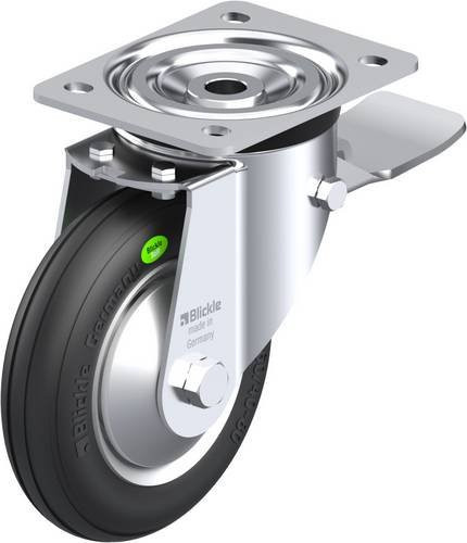 Blickle Lenkrolle L-VW 162R-ST-FA mit Feststeller, Rad-Durchmesser: 16 cm, Tragfähigkeit: 70 kg, verzinkter Stahl, Farbe: Silber/Schwarz - Bild 1