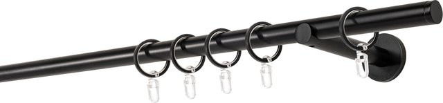 ONDECO Wandträger für 1-läufiges Rohr mit Endstück, Schwarz, Länge: 200 cm, Durchmesser: 20 mm, Wandabstand: 12 cm - Bild 1