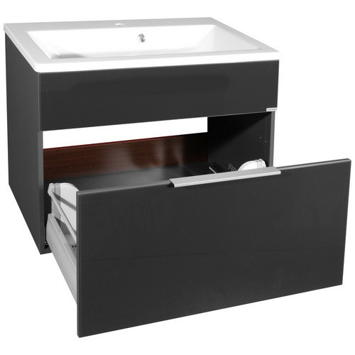 FACKELMANN Waschplatz-Set KARA für das Badezimmer in Anthrazit Grau mit Glastüren und Soft-Close-Funktion, Breite: 80 cm - Bild 2