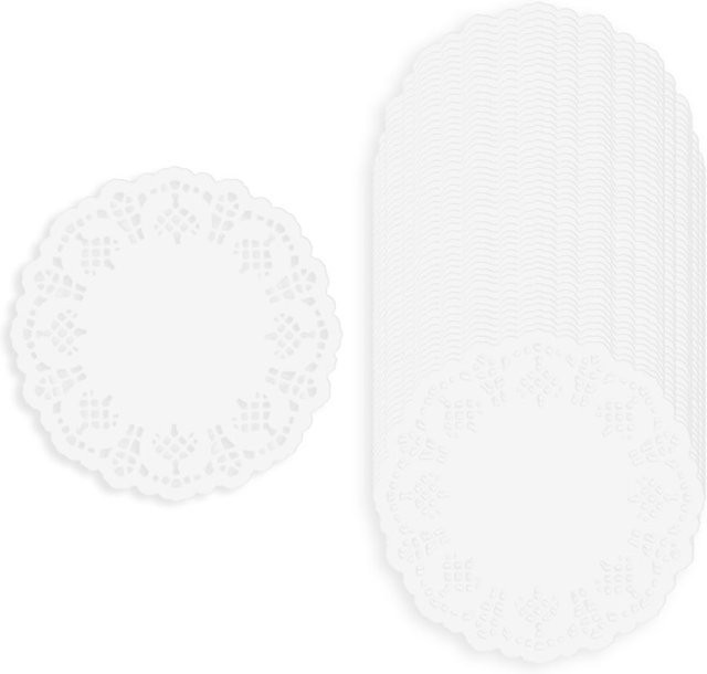 VBS Spitzendeckchen aus Papier in Weiß, rund, Durchmesser: 11,5 cm, 50 Stück - Bild 1