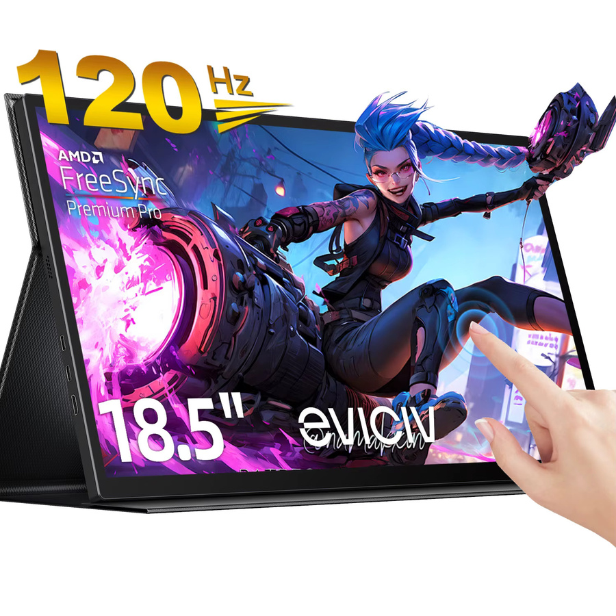EVICIV Tragbarer Monitor 18,5 Zoll Touchscreen Full HD 1080P 120Hz 125% sRGB Schwarz mit Smart Cover, USB-C und HDMI für Laptop, Mac, PC und Spielkonsolen, VESA kompatibel - Bild 9