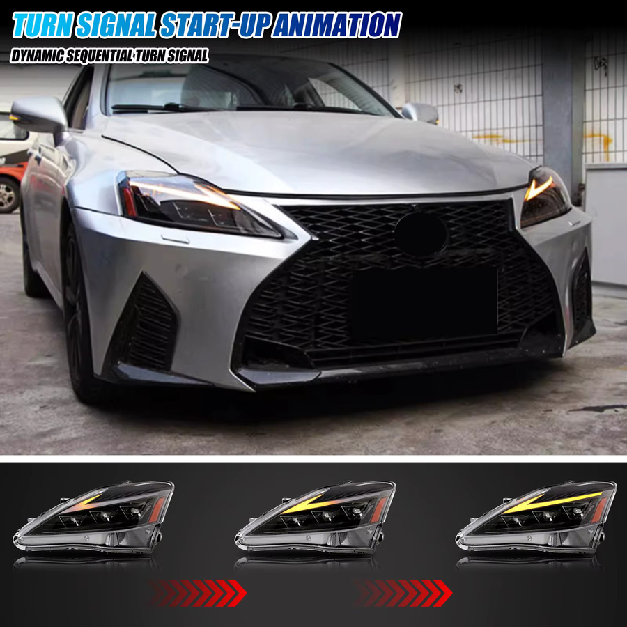 LED-Scheinwerfer für Lexus IS250 IS350 ISF IS ii 2006–2013 mit DRL, dreifachen Projektoren und sequentiellen Blinkern - Bild 3