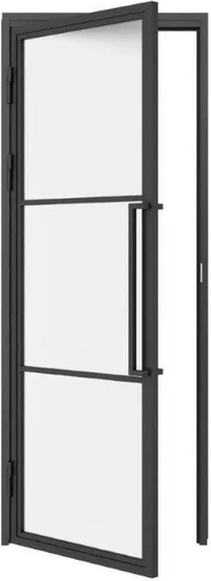 inova Loft Glastür Komplettset mit Zarge und Beschlag in Schwarz, Satiniert, 3 Felder, DIN Links, B: 70,9 cm, H: 197,2 cm - Bild 1