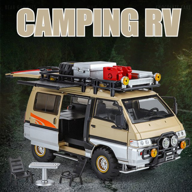 XMD Mitsubishi Delica Camping RV Auto Modell Spielzeug, 1:24, mit Musik und Licht - Bild 1