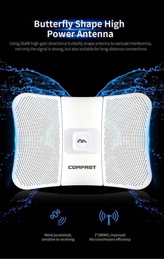 Comfast Outdoor WLAN-Repeater CPE 900Mbps 5GHz Langstrecken-Access-Point mit 11km Reichweite in Weiß - Bild 4