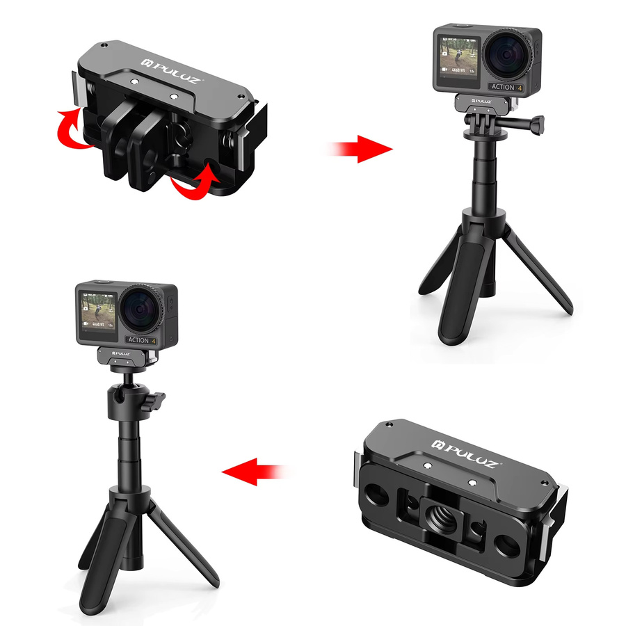 PULUZ Magnetische Schnellspanner Metallbasis aus Aluminium für DJI Osmo 360, DJI Osmo Action 5 Pro, 4 und 3 in Schwarz - Bild 5