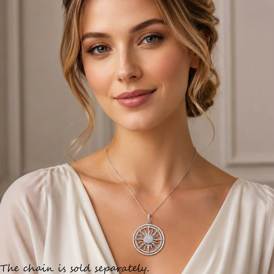 Thaddaeus Anhänger Sonne, 925 Silber, weißer Zirkon, Unisex - Bild 2