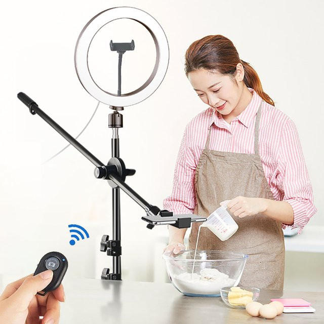 BTFOOR Ringlicht Set für Fotografie und Video mit Stativ und Boom Arm zur Beleuchtung von Kamera und Smartphone - Bild 1