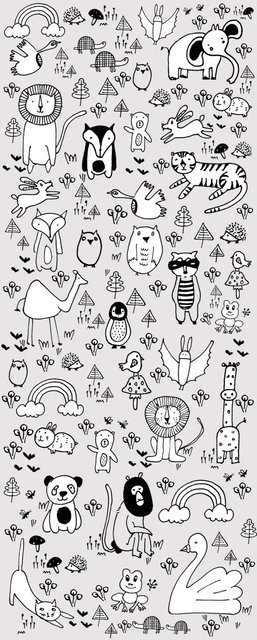 Komar Fototapete Vlies Scribble Park Panel Multicolor B: 100 cm, H: 250 cm - Bild 1