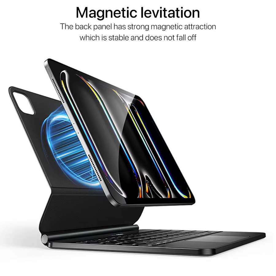 Qukam Magnetische Magische Tastatur mit Hintergrundbeleuchtung für iPad 10. Generation, 11 Zoll und 12,9 Zoll, Bluetooth Drahtlos Tastatur Hülle in Schwarz - Bild 2