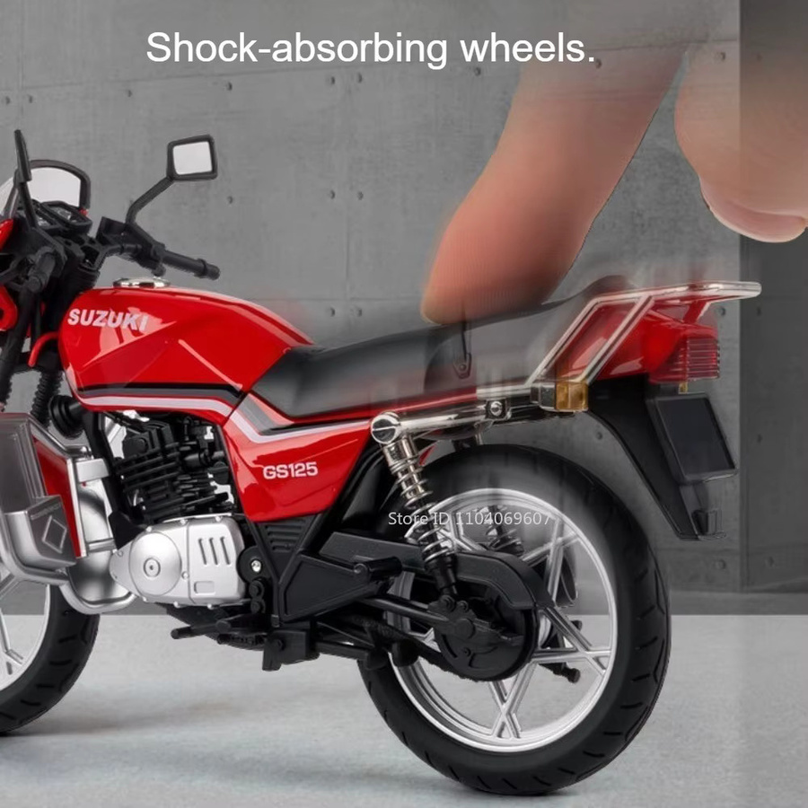 MAKEDA Suzuki GS125 GSX1000R Motorrad-Modell, 1:12, Metall, Rot, mit Licht und Sound - Bild 5