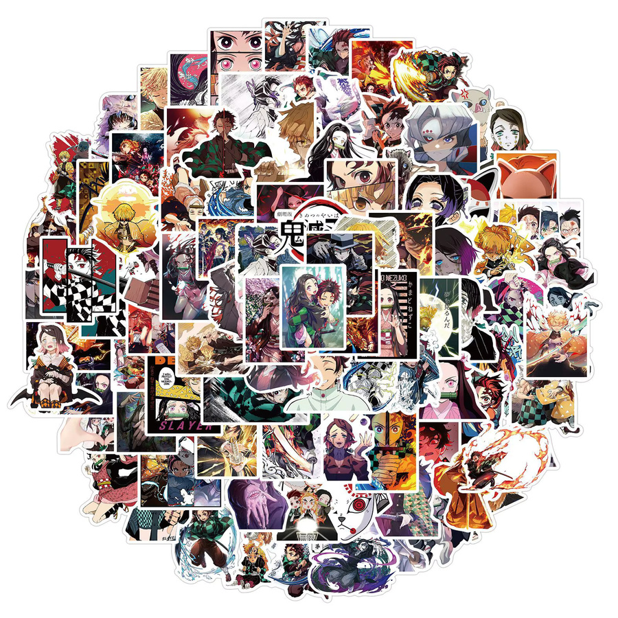 Anime Dämon Slayer Cartoon Graffiti Aufkleber, 100-teiliges Set, multicolor - Bild 2