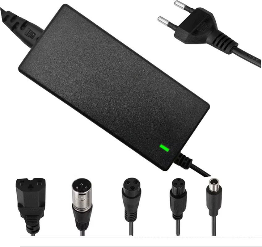 WAPUNO 5in1 Lithium Batterie Ladegerät 42V 2A DC Netzteil mit austauschbaren Steckern in Schwarz - Bild 2