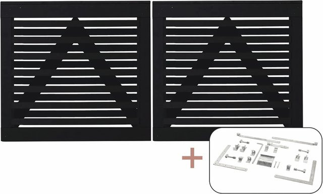 Plus Osaka Doppeltor aus Nadelholz in Schwarz, Breite: 200 cm, Höhe: 93 cm - Bild 1