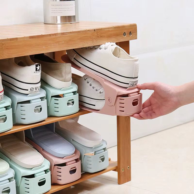 4er-Set Platzsparende Schuh-Organizer in Grau zur Ordnung deiner Schuhe im Schrank - Bild 3