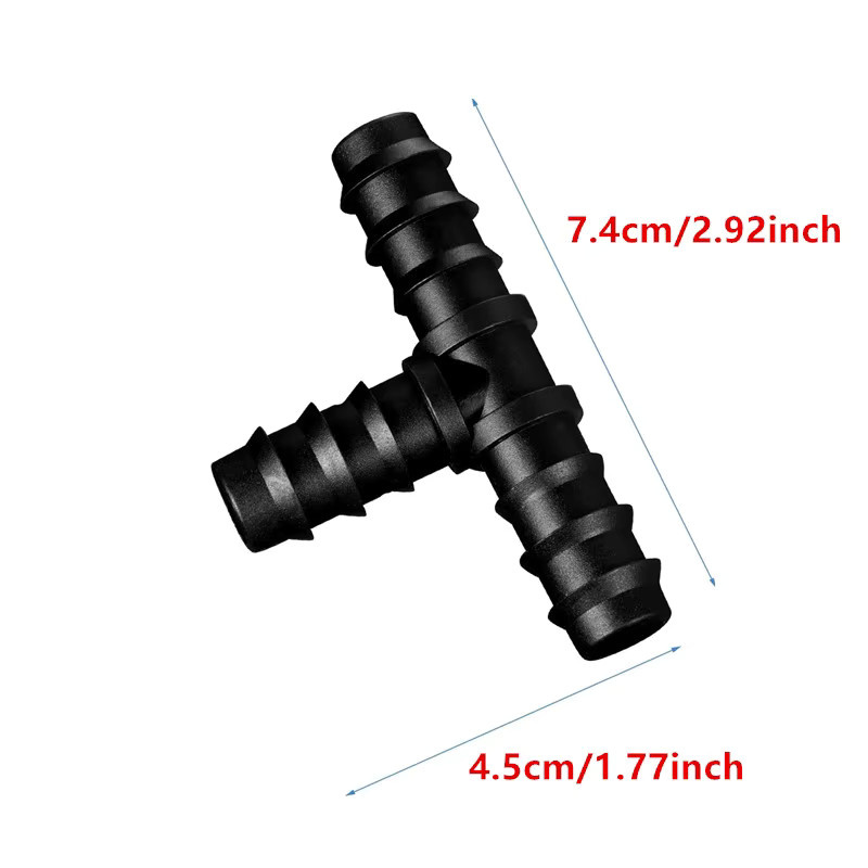Nongjiale 14-teiliges T-Stück-Set für Tropfbewässerung, 1/2 Zoll, Schwarz, für PE-Bewässerungsschläuche mit ID 12 mm und AD 16 mm - Bild 2