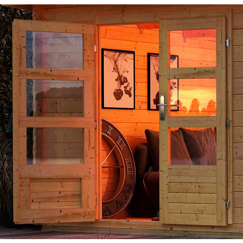 KARIBU Gartenhaus Bastrup aus Holz in Beige, B/H/T: 679 x 220 x 297 cm - Bild 3