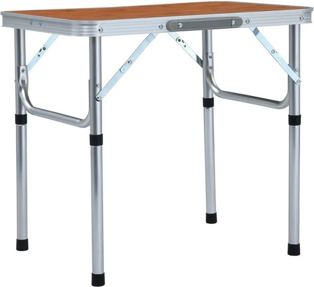 vidaXL Klappbarer Campingtisch aus Aluminium und MDF, Braun, B/T: 60 x 45 cm - Bild 1