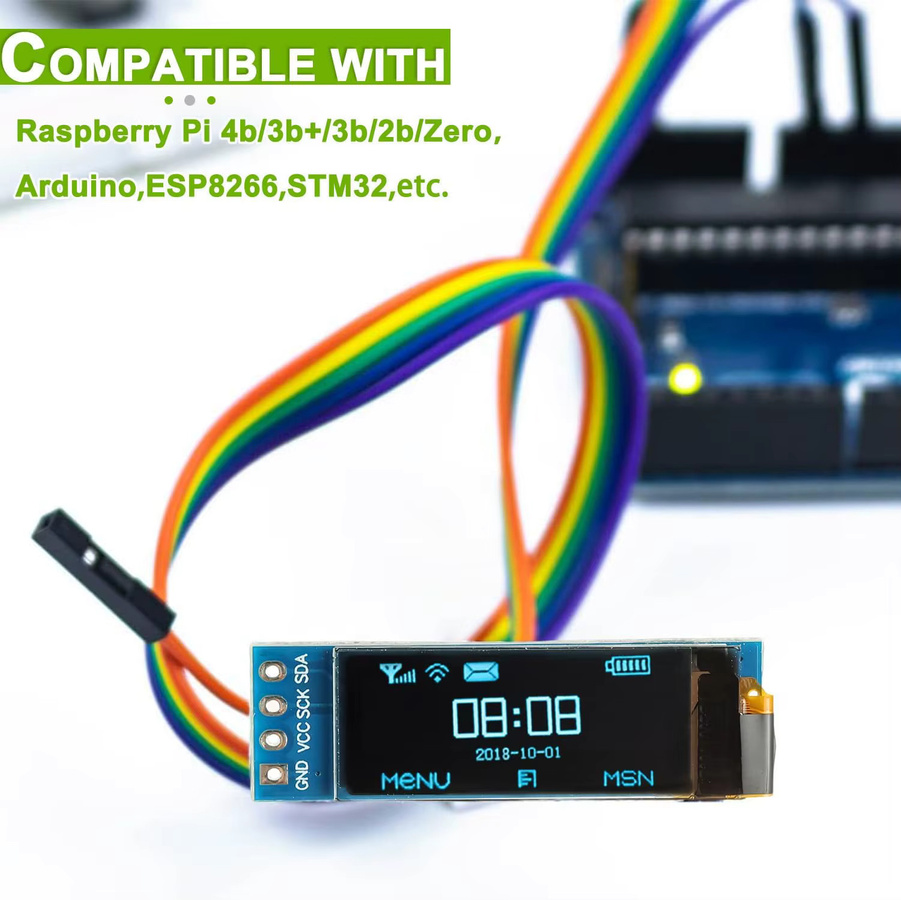 AOKIN 5er-Pack OLED IIC Display-Modul 0,91 Zoll 128x32 Pixel Mini Selbstleuchtendes Display-Board in Weiß für Arduino und Raspberry Pi - Bild 5