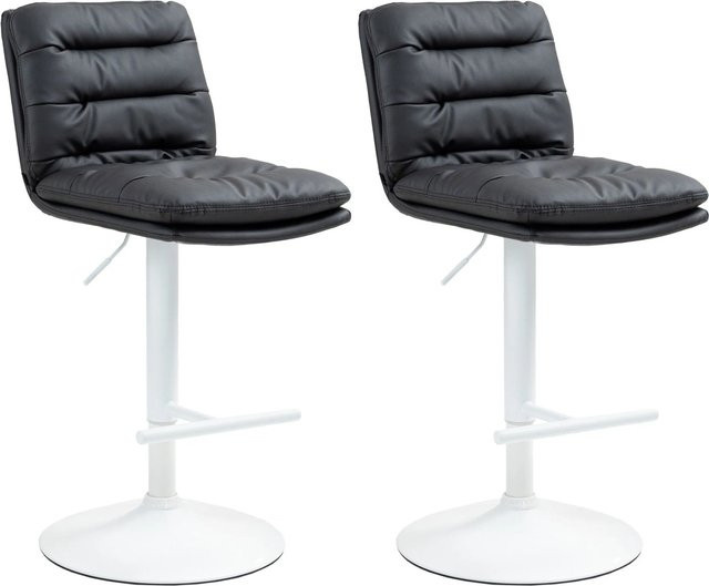 DELUKE 2er Set Barhocker BIBAS in Schwarz aus Kunstleder, höhenverstellbare Barstühle mit Lehne und 360 Grad Drehsitz, B/T/H: 42 x 56 x 94 cm - Bild 1