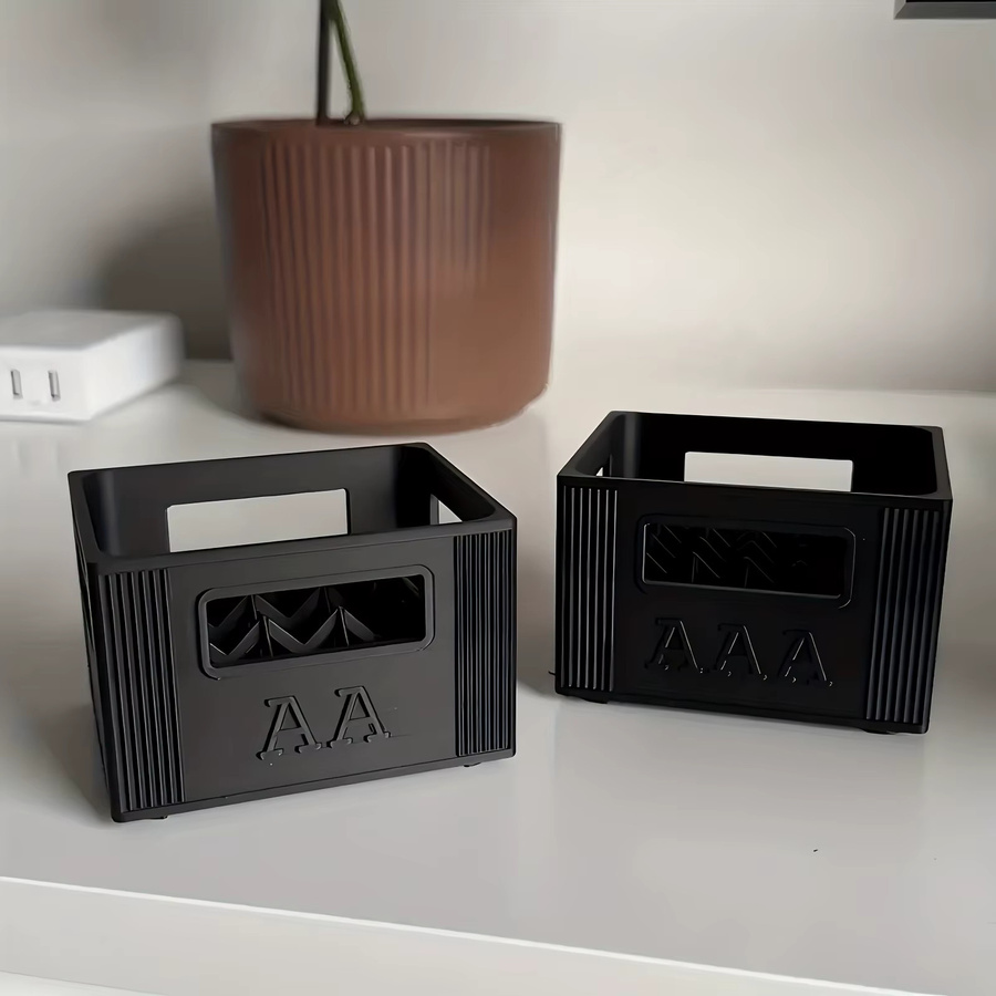 3D-gedruckte Batterie-Aufbewahrungsbox für AAA und AA Batterien mit 20 oder 30 Fächern in Schwarz oder Orange - Bild 1