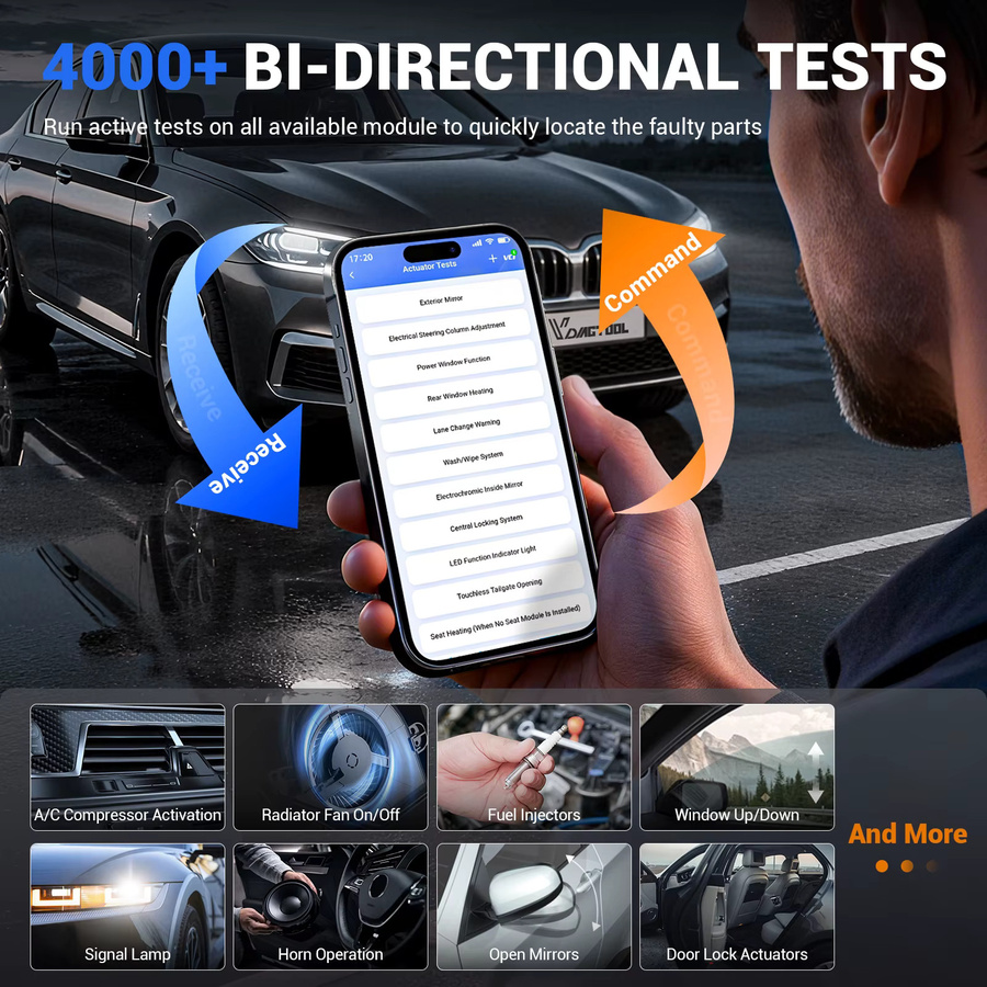 VDIAGTOOL D502 OBD2-Scanner für Ford: Bidirektionales Diagnosegerät mit Alle-Systeme-Diagnose, CANFD und J2534 in Schwarz - Bild 4