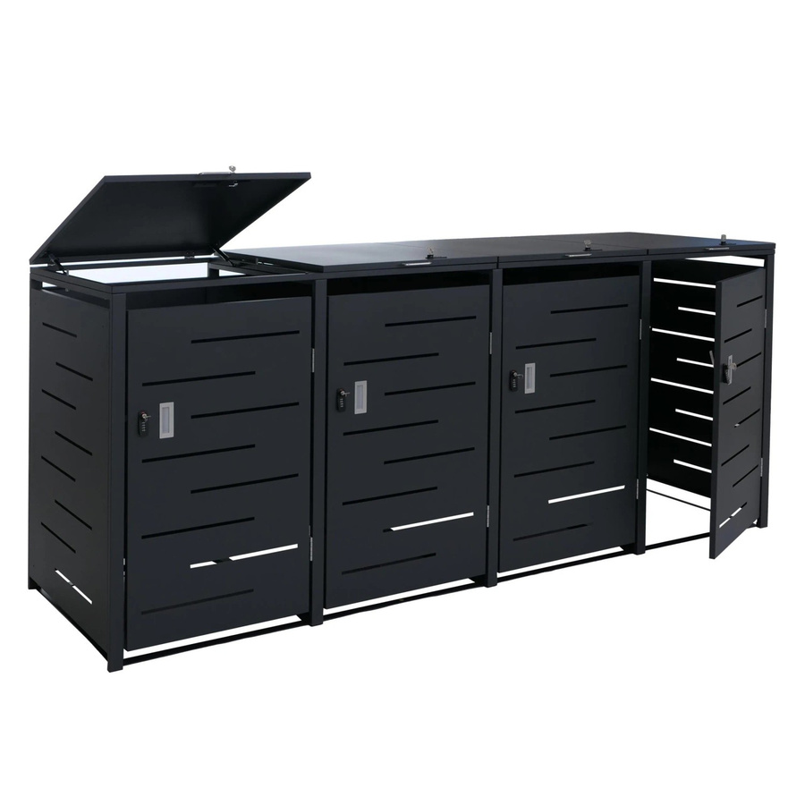 PROREGAL 4er-Mülltonnenverkleidung Mülltonnenbox aus Stahl in Anthrazit, H x B x T: 117 x 265 x 80 cm - Bild 2