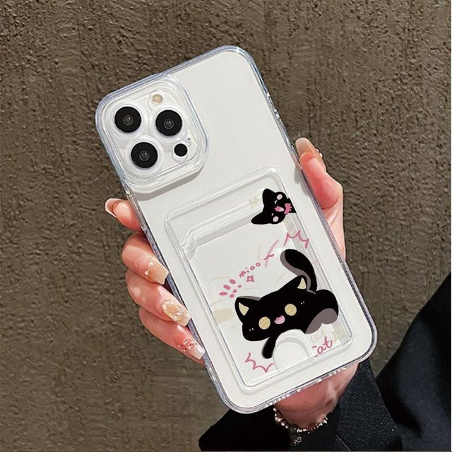 Transparente Silikon Handyhülle mit Kartenfachhalter für Samsung, Xiaomi Redmi und iPhone - Bild 1