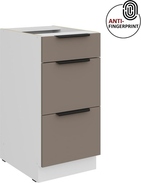 Küchen Unterschrank ARIA Sandgrau matt Anti Fingerprint Breite: 40 cm - Bild 1