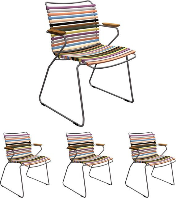 Houe CLICK Gartenstuhl Set mit Armlehnen, 4er Set, Multicolor, Modernes Design für Garten, Balkon und Terrasse - Bild 1