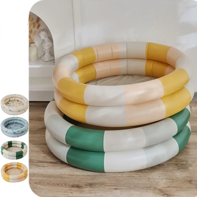 Aufblasbares Vintage Baby-Schwimmbecken aus weichem PVC in Gelb und Mehrfarbig, runde Badewanne für den Außenbereich und das Badezimmer - Bild 1