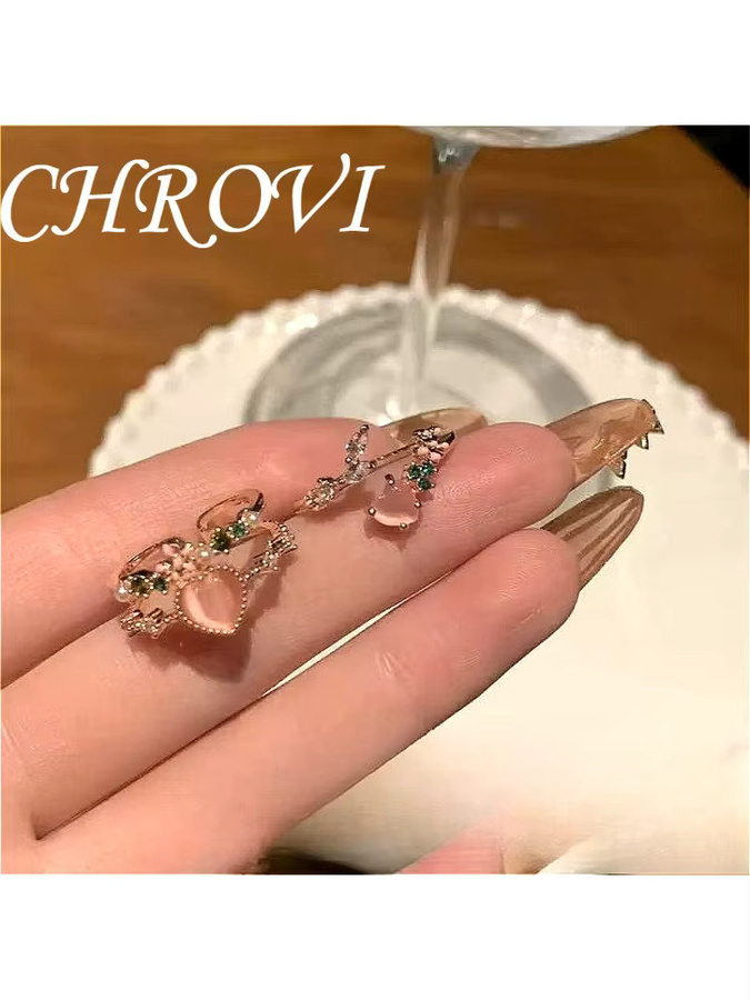 CHROVI Ring 925 Silber, Zirkonia, Damen, Rosa Herz Katzenauge - Bild 4