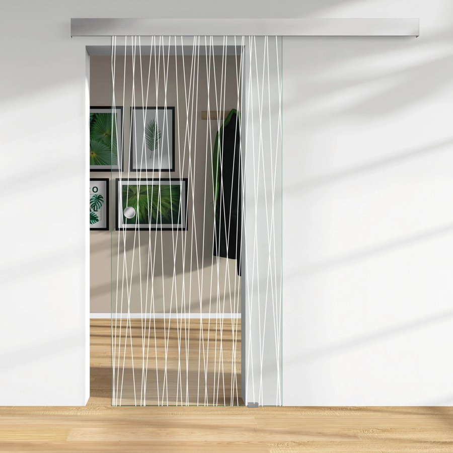 Skyscope Glasschiebetür ESG Floatglas mit Lasermattierung, transparent, B: 206,0 cm, H: 94,0 cm, Tiefe: 0,8 cm - Bild 1