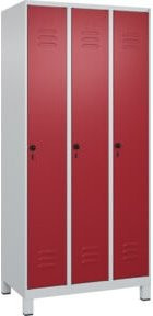 C+P Spind Classic PLUS Garderobenschrank mit 3 Abteilen, Farbe Lichtgrau oder Rubinrot, H x B x T: 195 x 90 x 50 cm - Bild 1