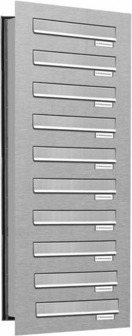 AL Briefkasten für 10 Parteien, Mauerdurchwurf, silberfarben, B/T/H: 38,5 x 48,0 x 115,0 cm - Bild 1