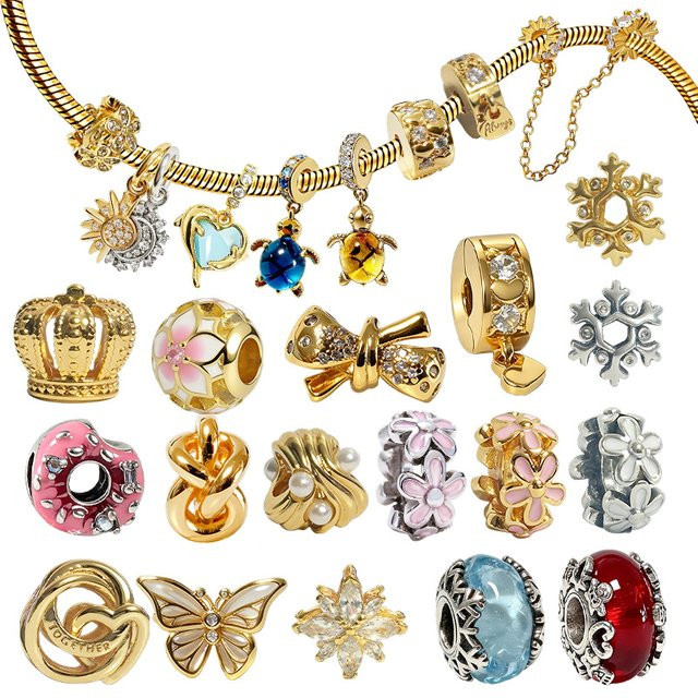 Ginal Charms Charms Bead, weiße Gänseblümchen-Blumen, Murano-Glas, Damen - Bild 1
