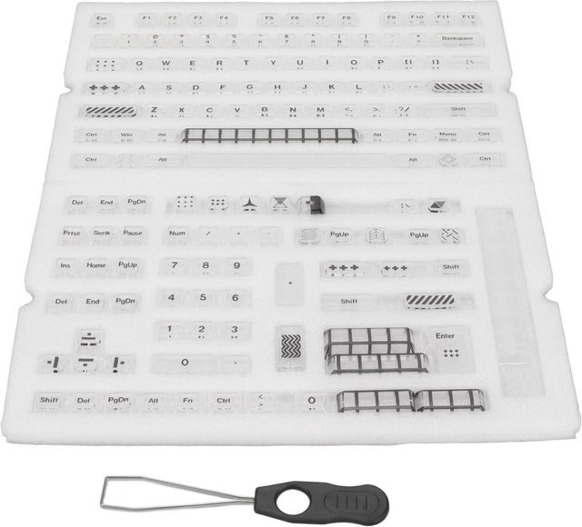 DIYelecs KCA Tastenkappen Set mit 145 Tasten in Transparent und White für Cherry Profile inklusive Tastenabzieher - Bild 1